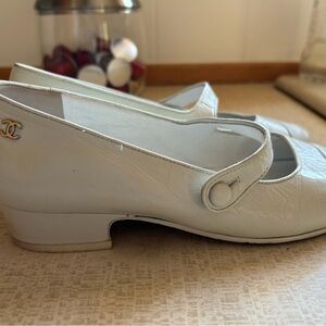 CHANEL  White Mary Jane Shoes